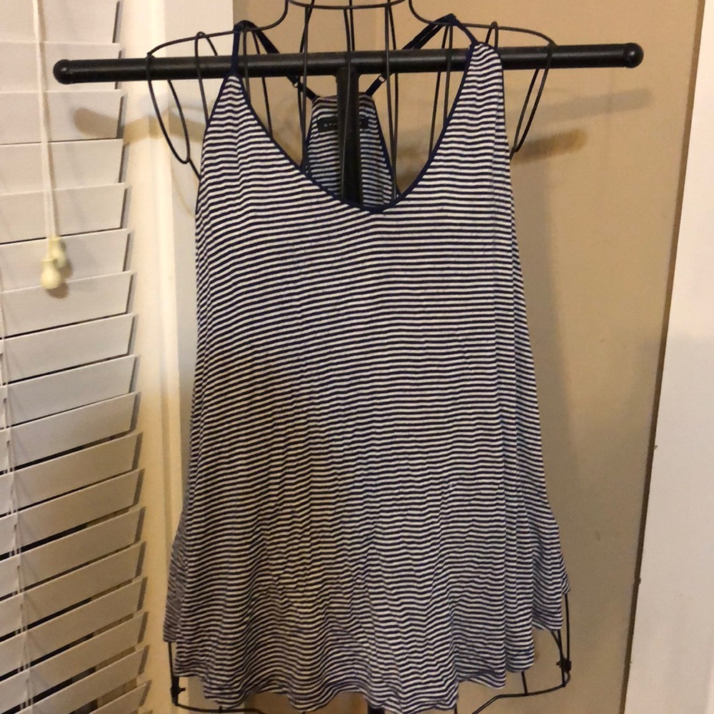 Blue and White Stripe Racerback Tank